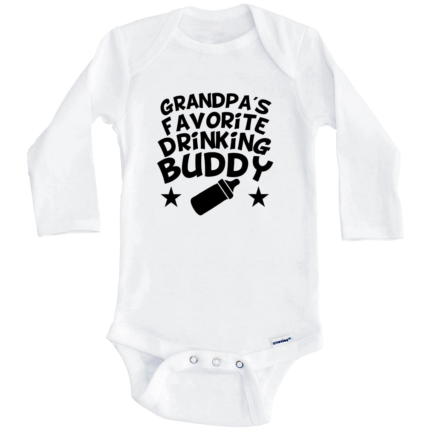 Grandpa's Favorite Drinking Buddy Onesie - Funny Baby Bodysuit For Grandchild (Long Sleeves)