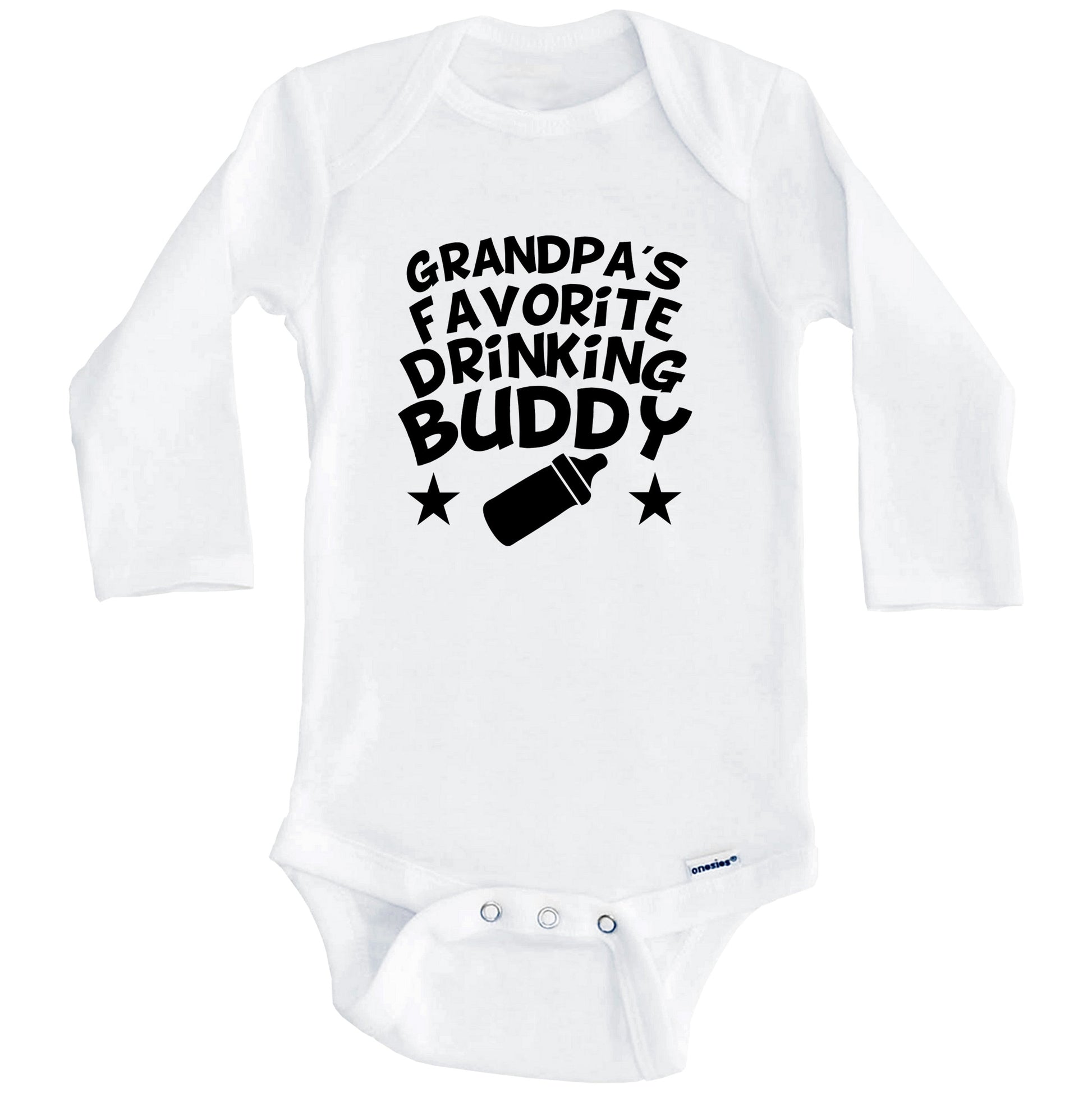 Grandpa's Favorite Drinking Buddy Onesie - Funny Baby Bodysuit For Grandchild (Long Sleeves)