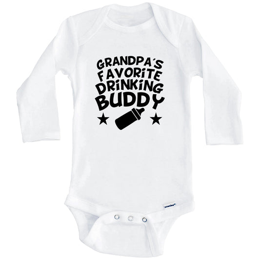 Grandpa's Favorite Drinking Buddy Onesie - Funny Baby Bodysuit For Grandchild (Long Sleeves)