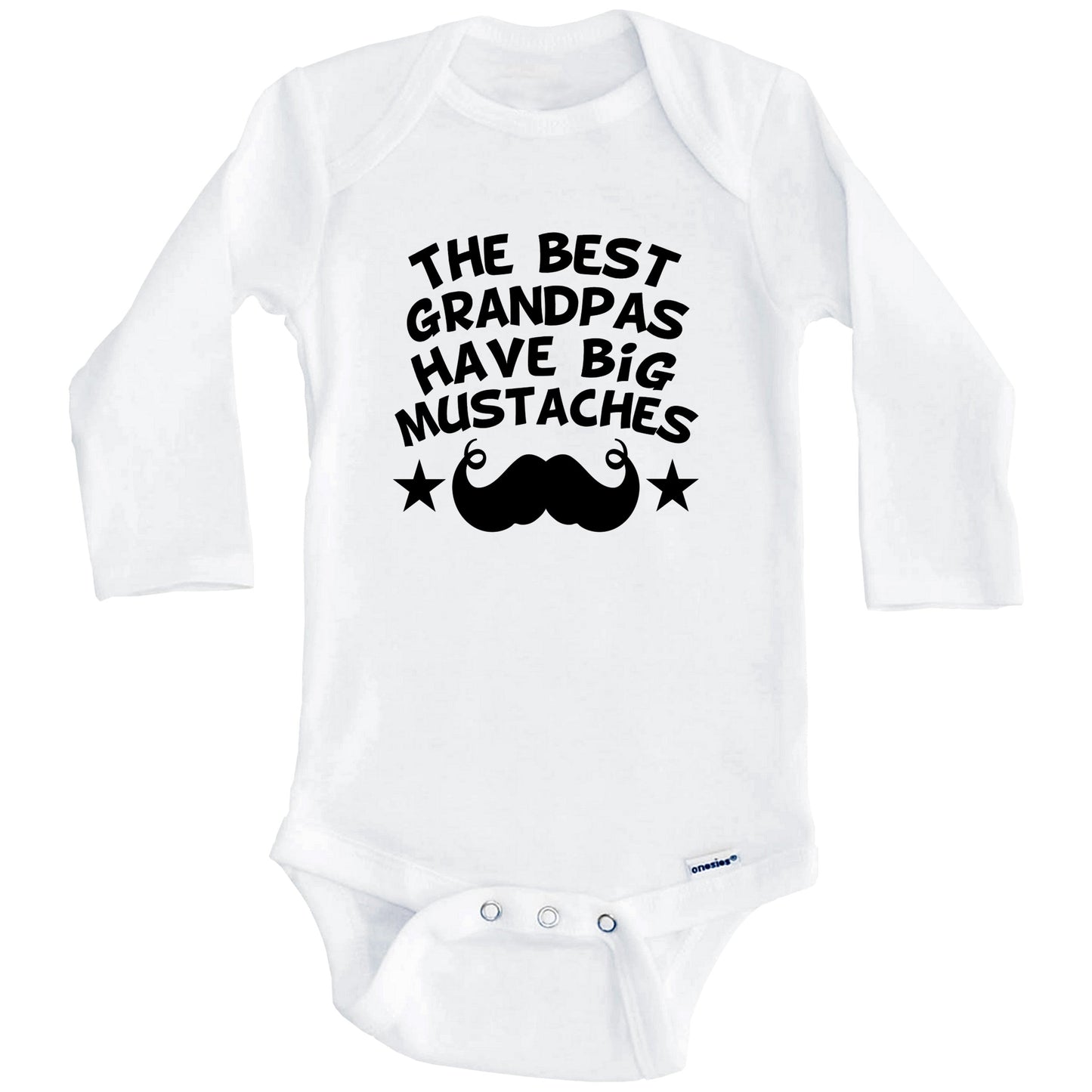 The Best Grandpas Have Big Mustaches Onesie - Funny Grandchild Baby Bodysuit (Long Sleeves)