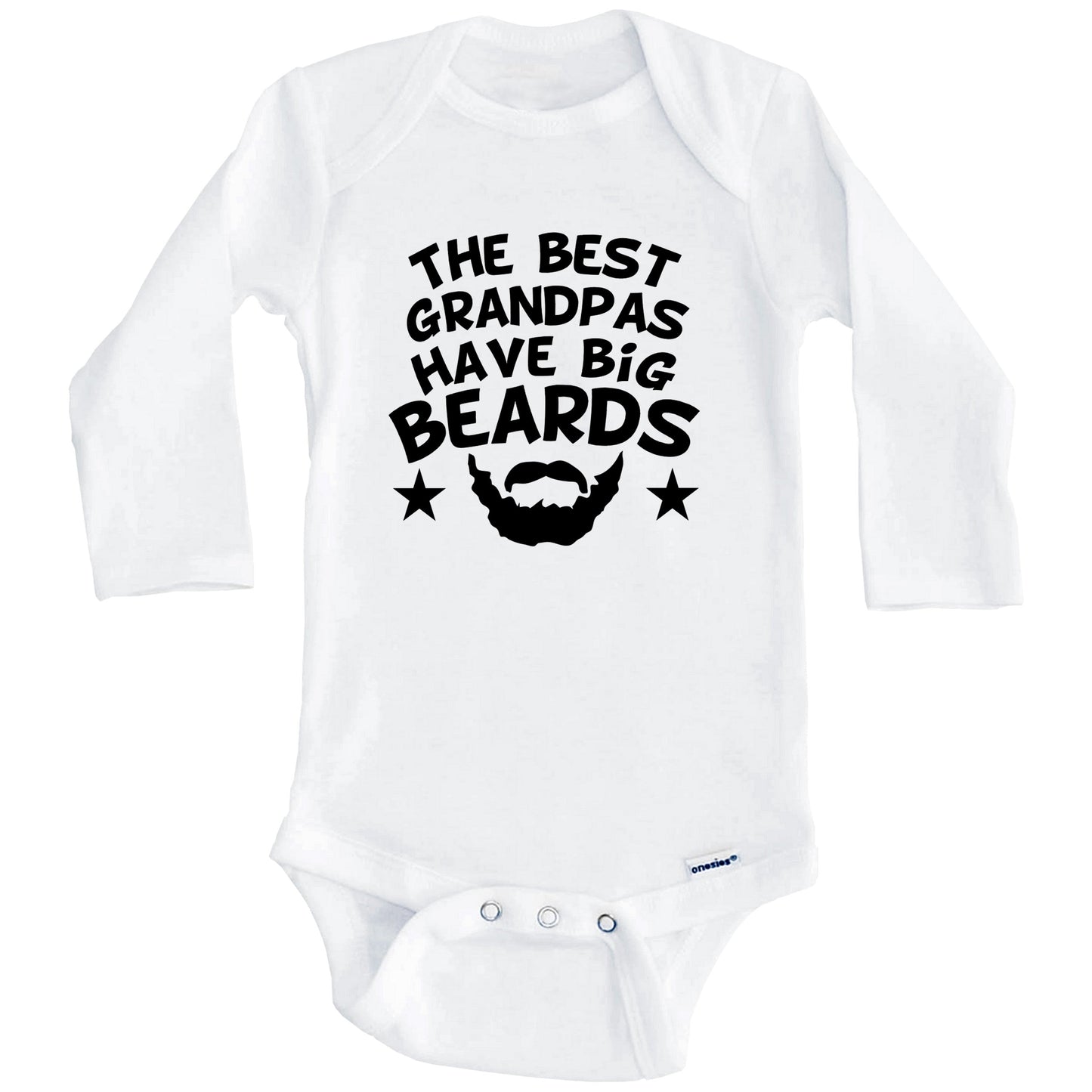 The Best Grandpas Have Big Beards Onesie - Funny Grandchild Baby Bodysuit (Long Sleeves)