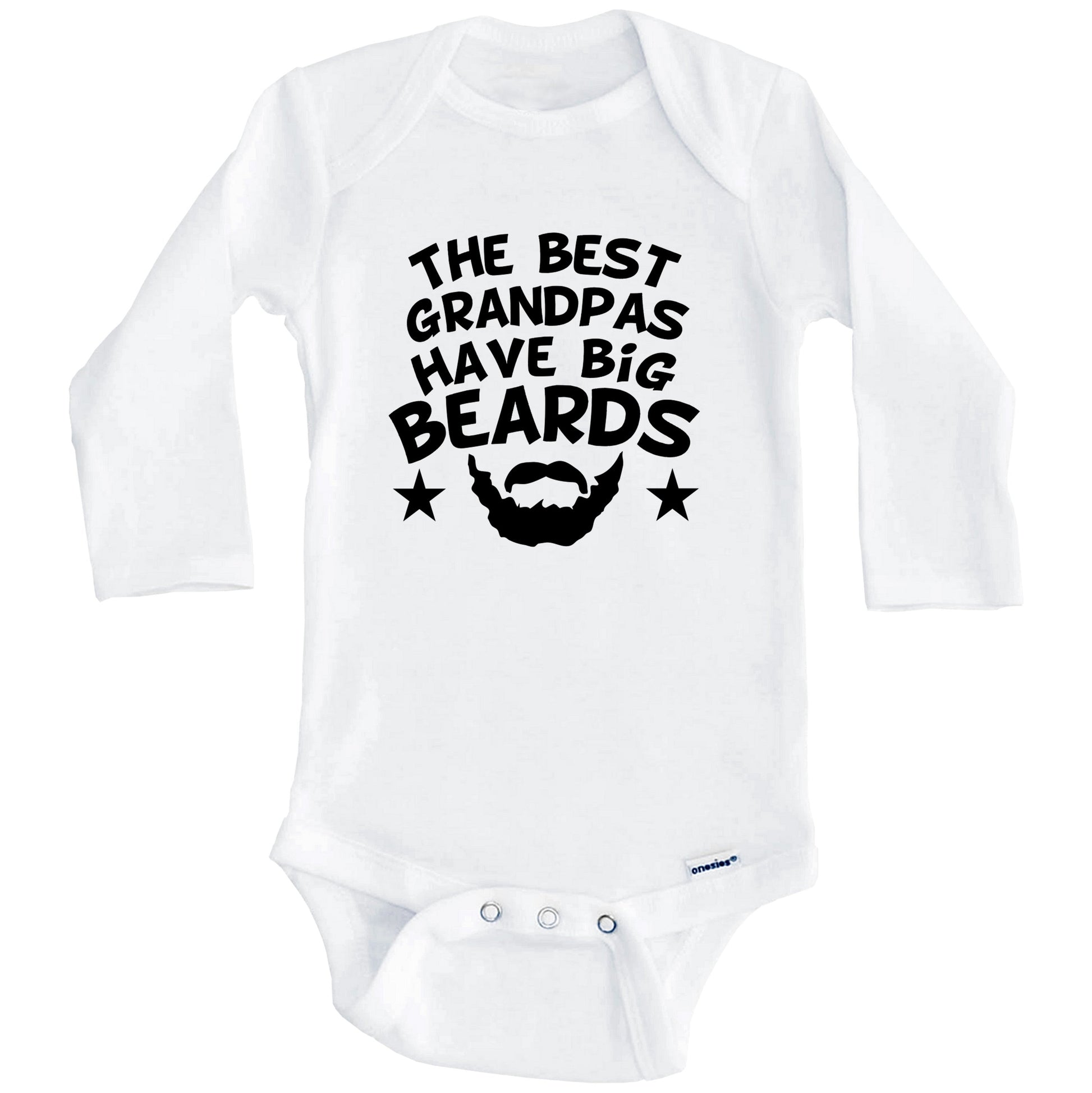 The Best Grandpas Have Big Beards Onesie - Funny Grandchild Baby Bodysuit (Long Sleeves)