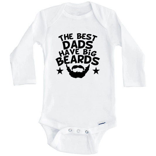 The Best Dads Have Big Beards Onesie - Funny Baby Bodysuit (Long Sleeves)