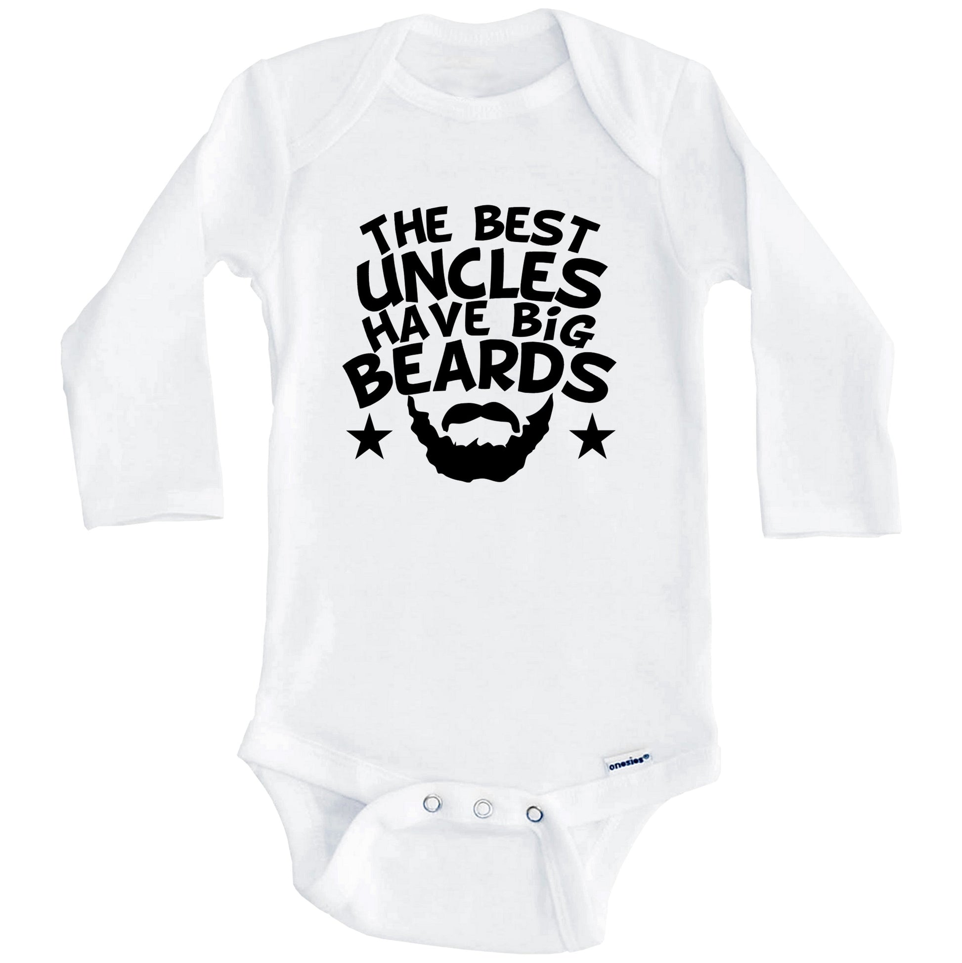 The Best Uncles Have Big Beards Onesie - Funny Niece Nephew Baby Bodysuit (Long Sleeves)
