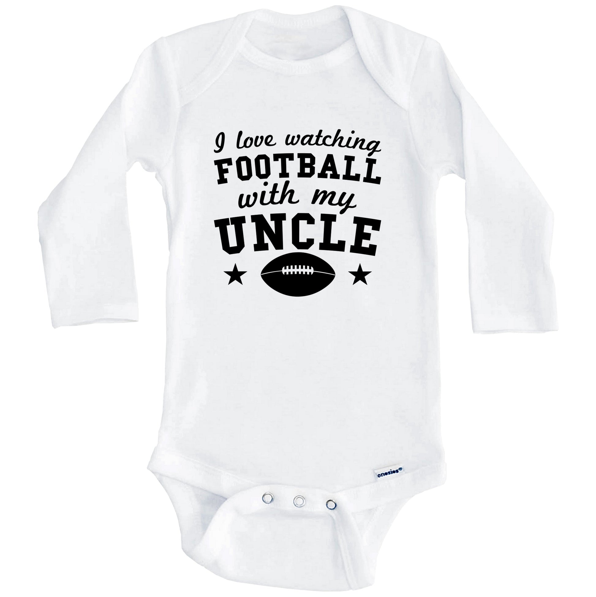 I Love Watching Football With My Uncle Cute Baby Onesie For Nephew Or Niece (Long Sleeves)