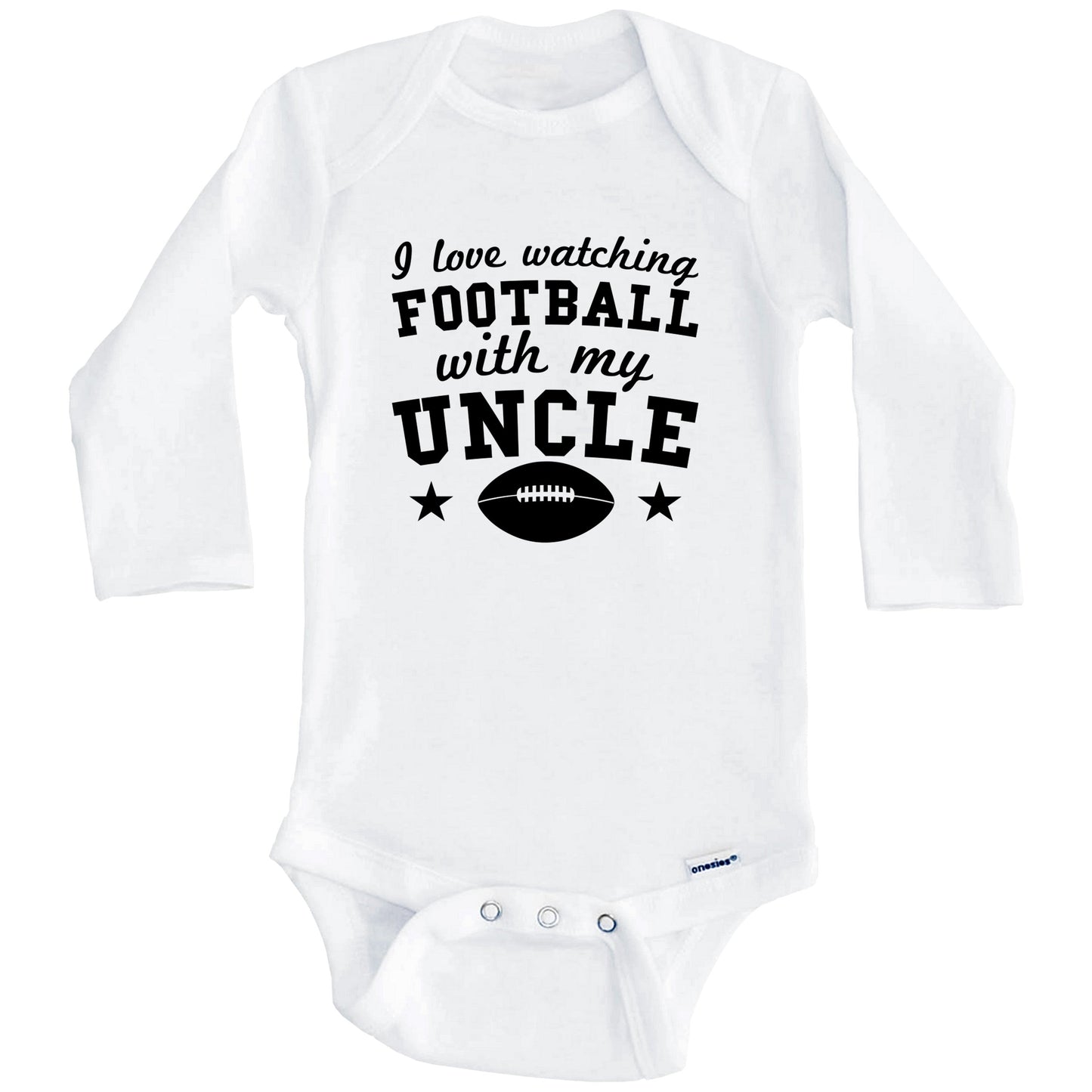 I Love Watching Football With My Uncle Cute Baby Onesie For Nephew Or Niece (Long Sleeves)