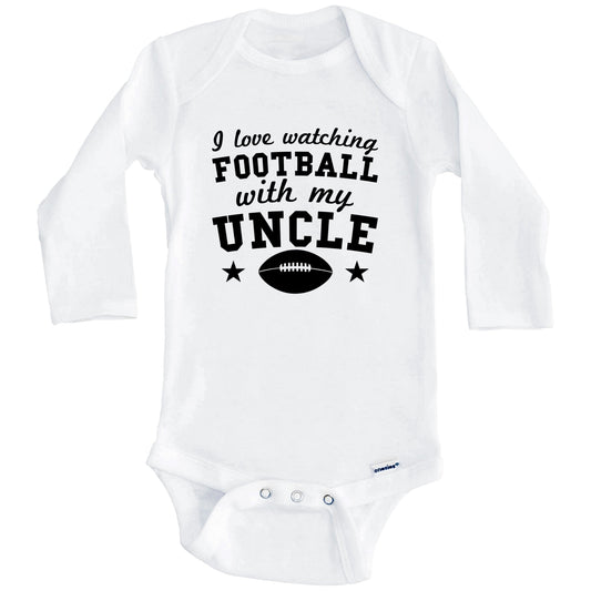 I Love Watching Football With My Uncle Cute Baby Onesie For Nephew Or Niece (Long Sleeves)