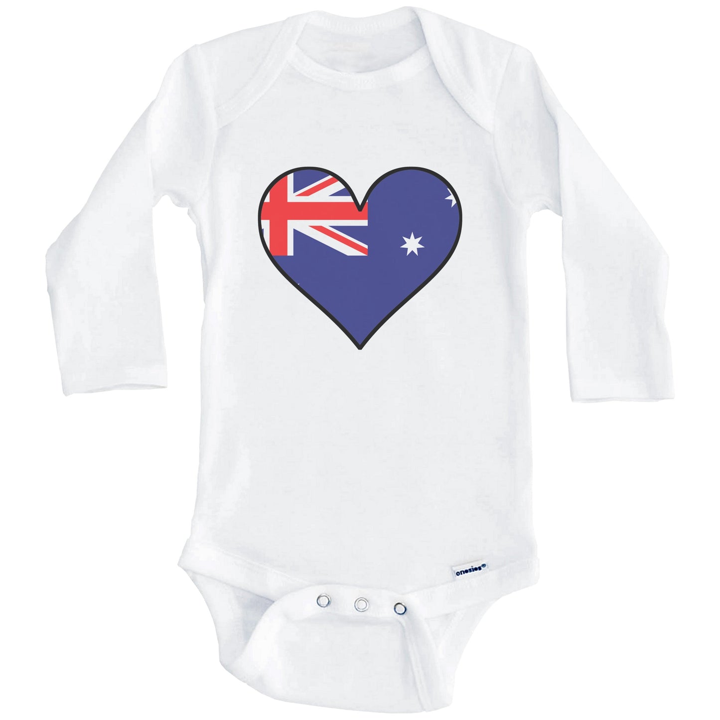 Australian Flag Onesie - Cute Australian Flag Heart - Australia Baby Bodysuit (Long Sleeves)