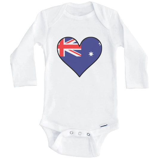 Australian Flag Onesie - Cute Australian Flag Heart - Australia Baby Bodysuit (Long Sleeves)