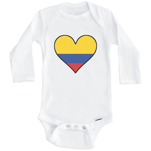 Colombian Flag Onesie - Cute Colombian Flag Heart - Colombia Baby Bodysuit (Long Sleeves)