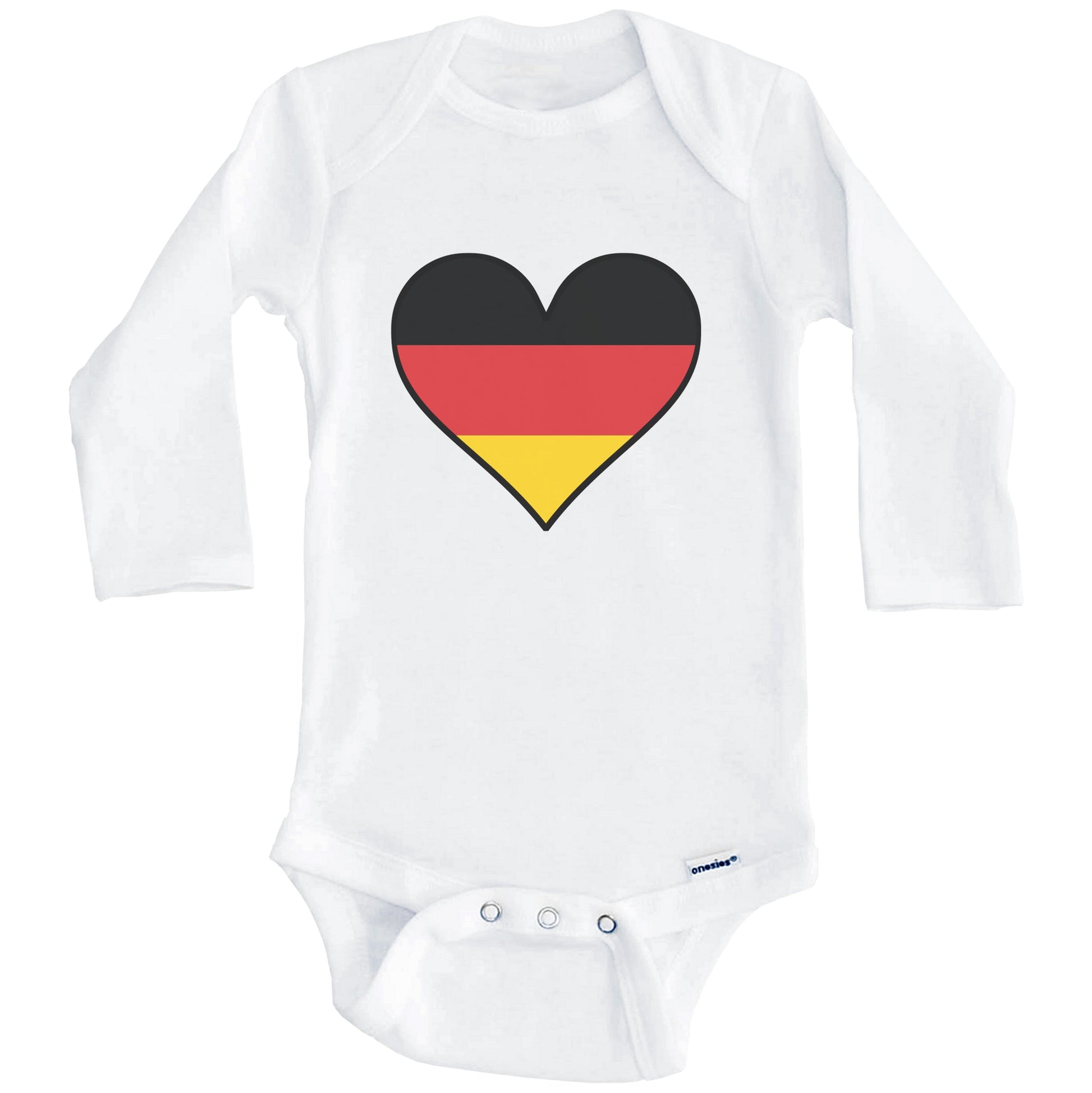 German Flag Onesie - Cute German Flag Heart - Germany Baby Bodysuit (Long Sleeves)