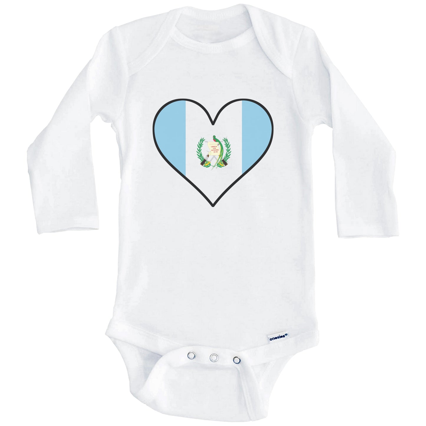 Guatemalan Flag Onesie - Cute Guatemalan Flag Heart - Guatemala Baby Bodysuit (Long Sleeves)