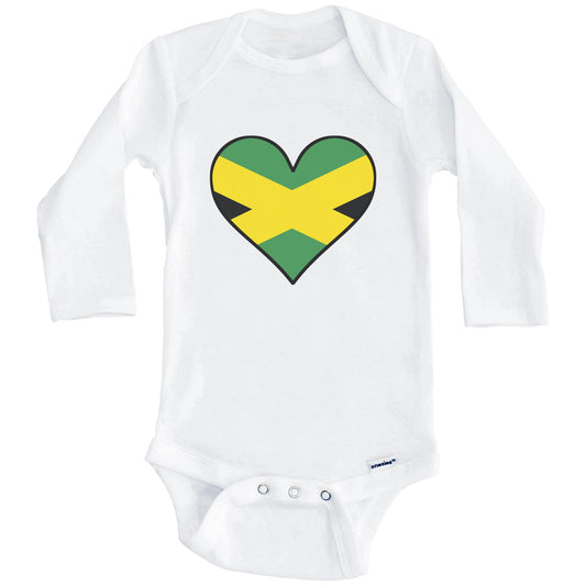 Jamaican Flag Onesie - Cute Jamaican Flag Heart - Jamaica Baby Bodysuit (Long Sleeves)