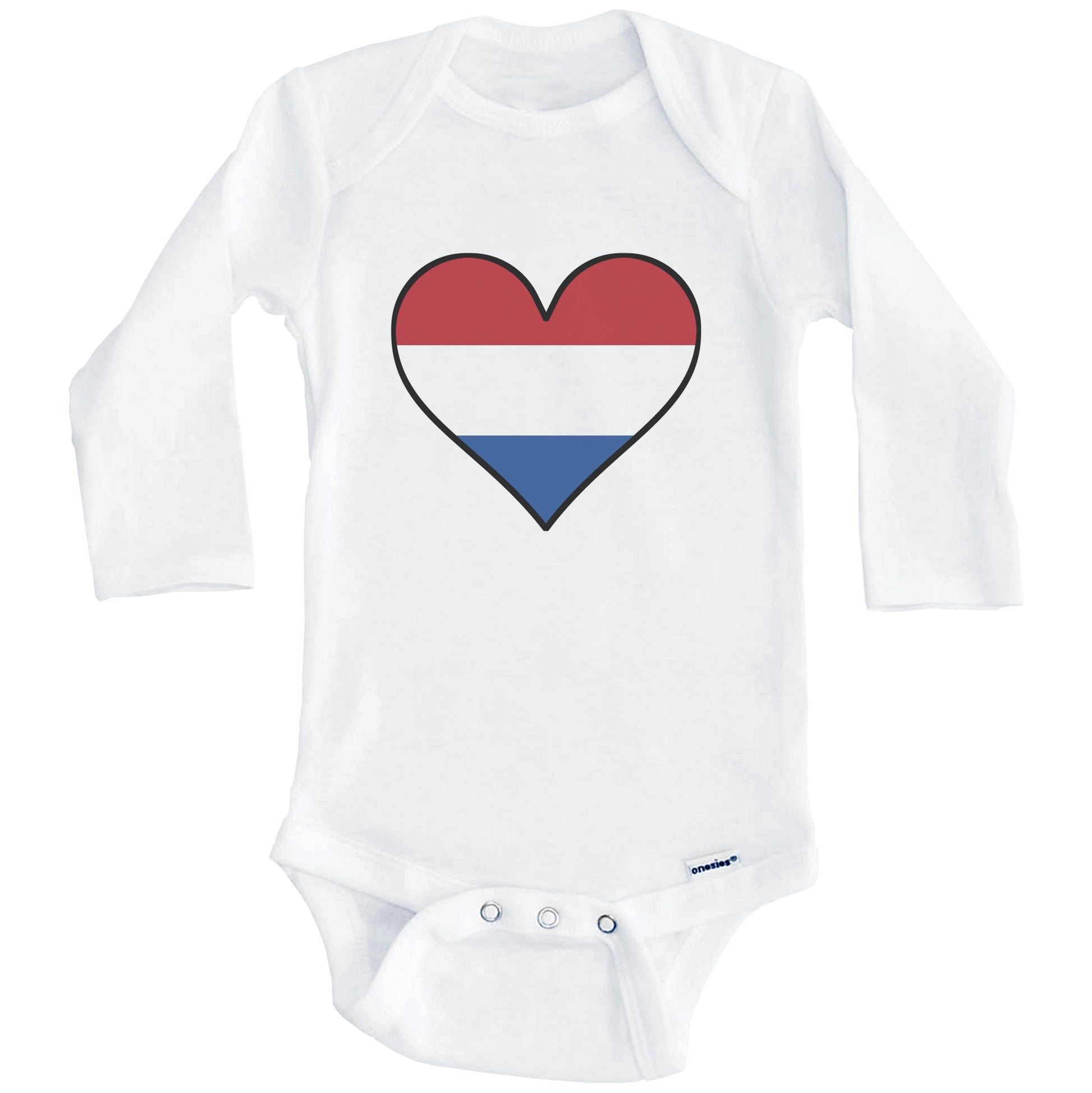 Dutch Flag Onesie - Cute Dutch Flag Heart - Netherlands Baby Bodysuit (Long Sleeves)