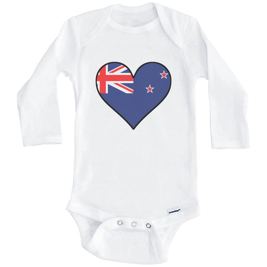 Kiwi Flag Onesie - Cute Kiwi Flag Heart - New Zealand Baby Bodysuit (Long Sleeves)