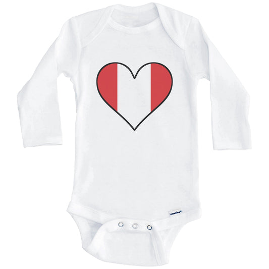 Peruvian Flag Onesie - Cute Peruvian Flag Heart - Peru Baby Bodysuit (Long Sleeves)