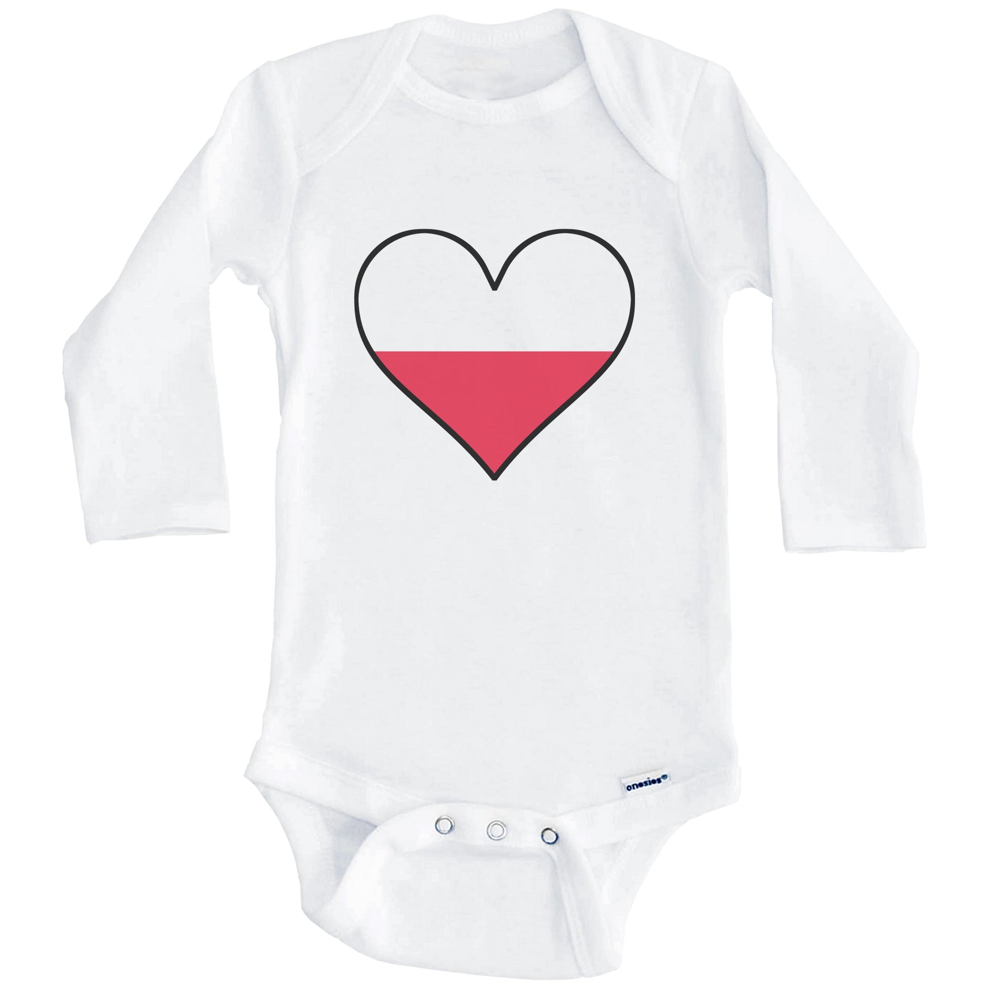 Polish Flag Onesie - Cute Polish Flag Heart - Poland Baby Bodysuit