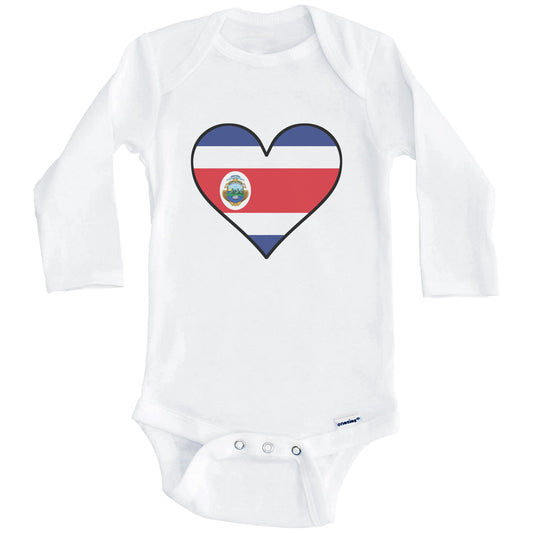 Costa Rican Flag Onesie - Cute Costa Rican Flag Heart - Costa Rica Baby Bodysuit (Long Sleeves)
