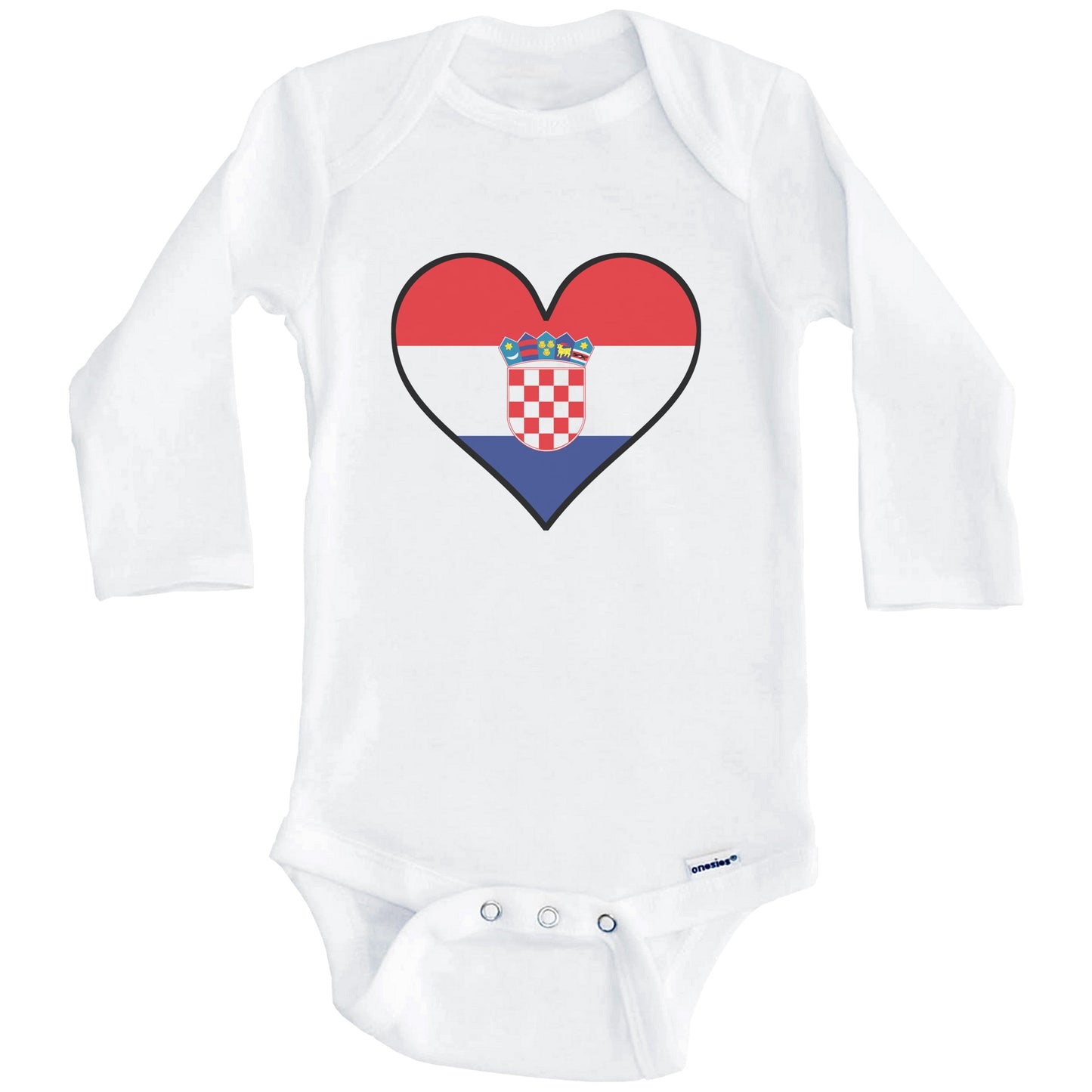 Croatian Flag Onesie - Cute Croatian Flag Heart - Croatia Baby Bodysuit (Long Sleeves)