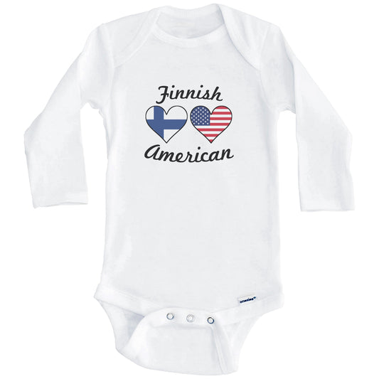 Finnish American Flag Hearts Baby Onesie (Long Sleeves)