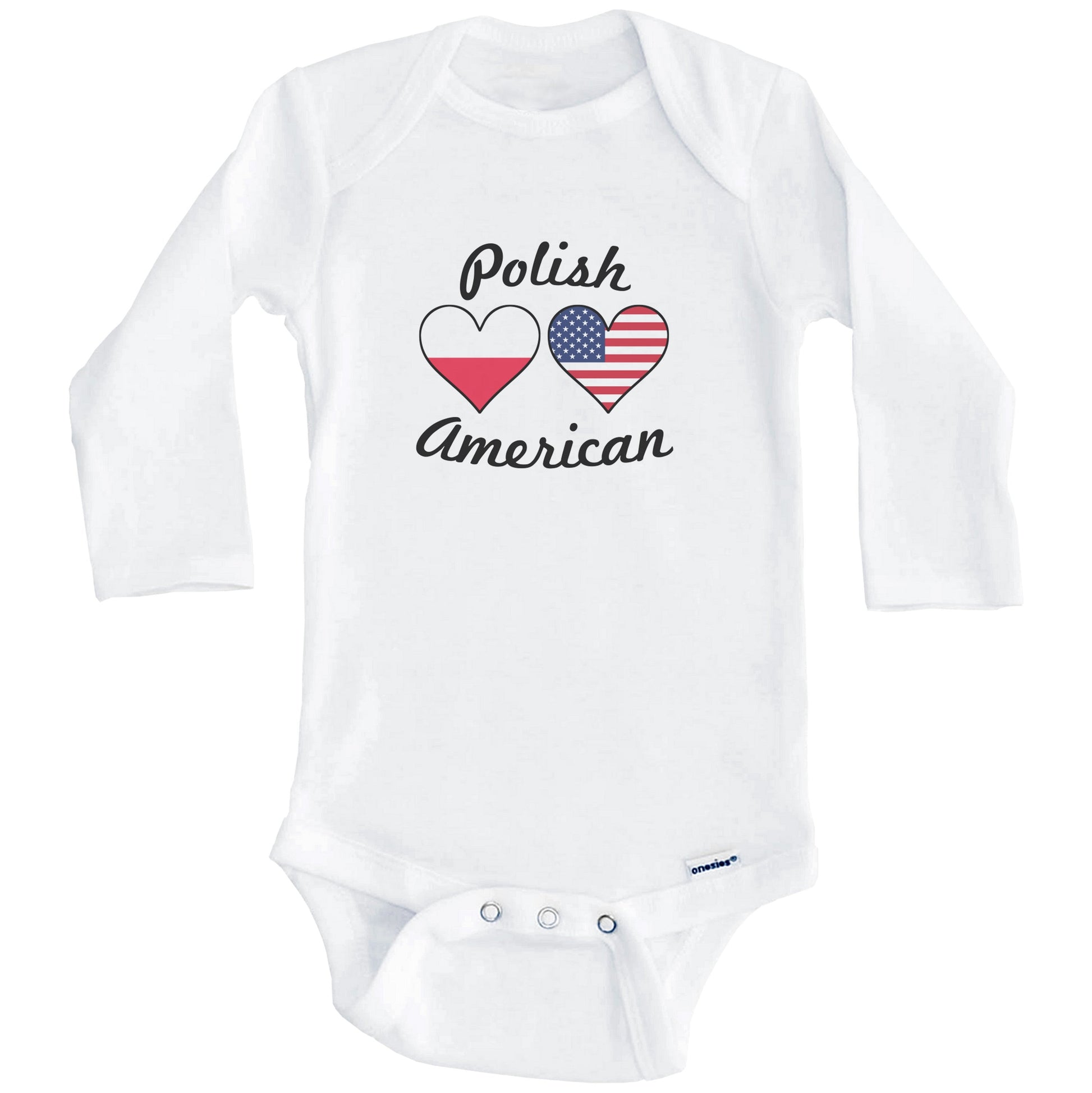 Polish American Flag Hearts Baby Onesie (Long Sleeves)