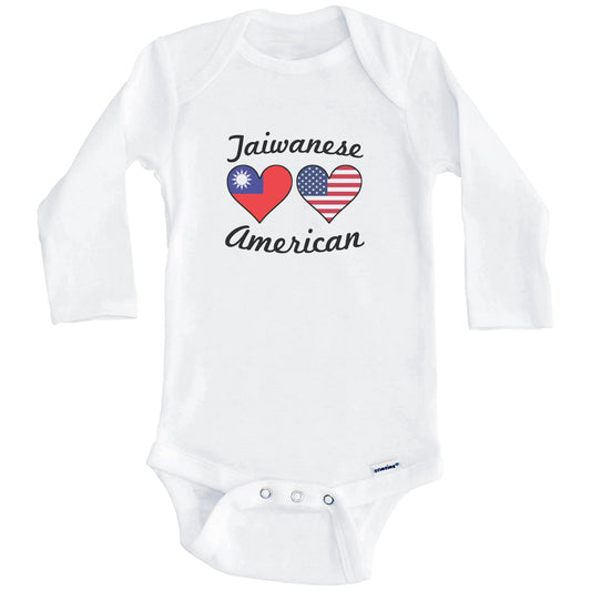 Taiwanese American Flag Hearts Baby Onesie (Long Sleeves)