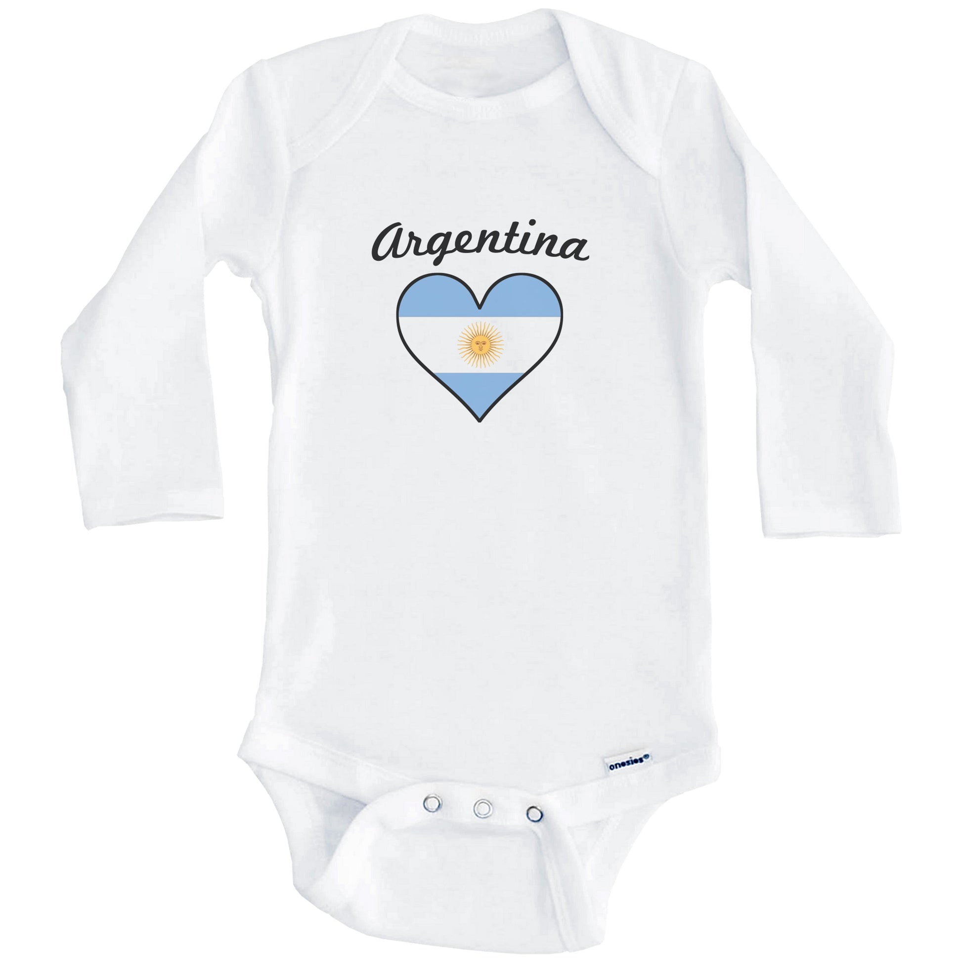 Argentinian Flag Heart Baby Onesie (Long Sleeves)