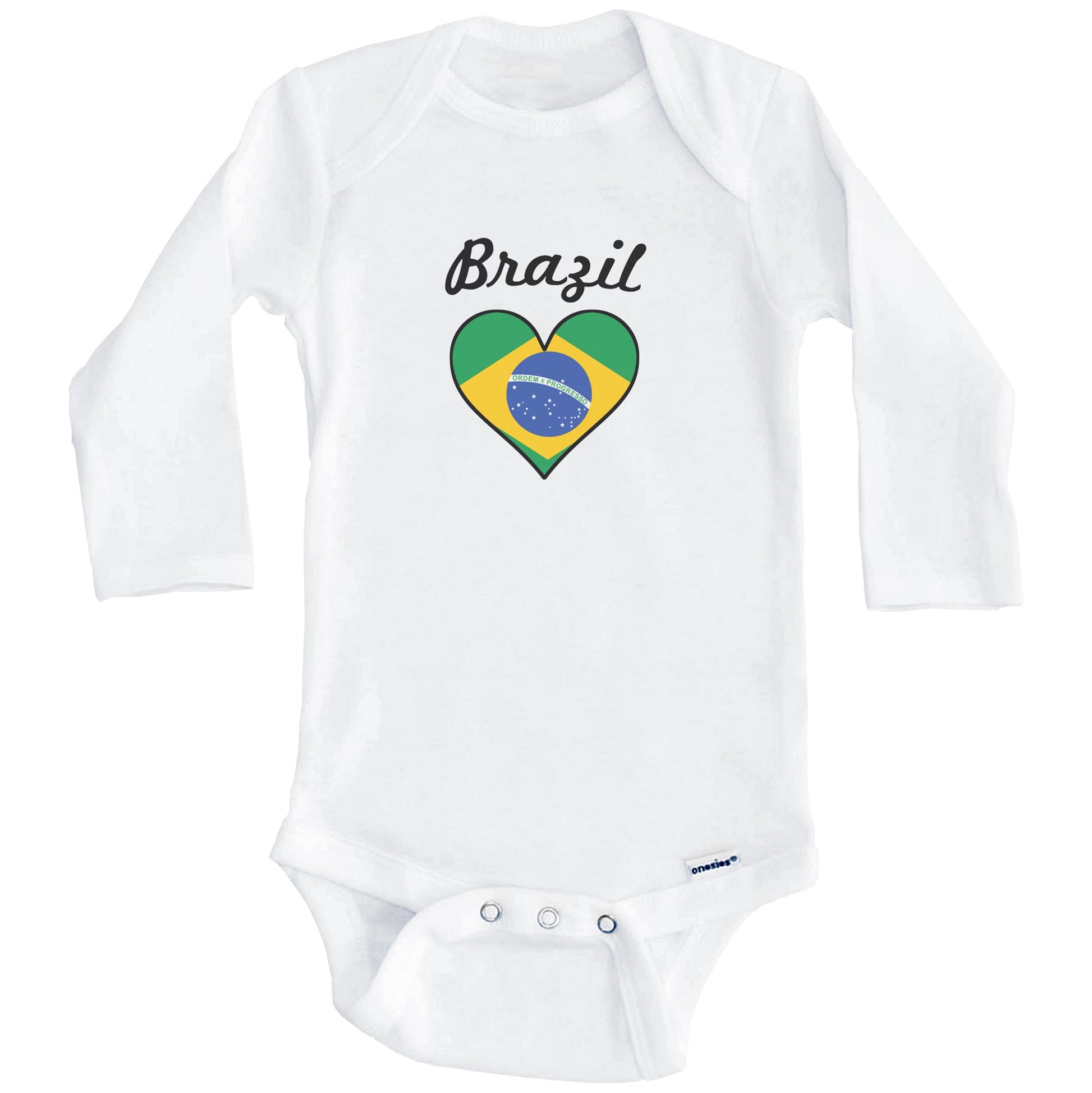 Brazilian Flag Heart Baby Onesie (Long Sleeves)