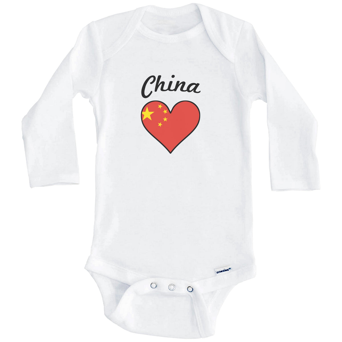 Chinese Flag Heart Baby Onesie (Long Sleeves)