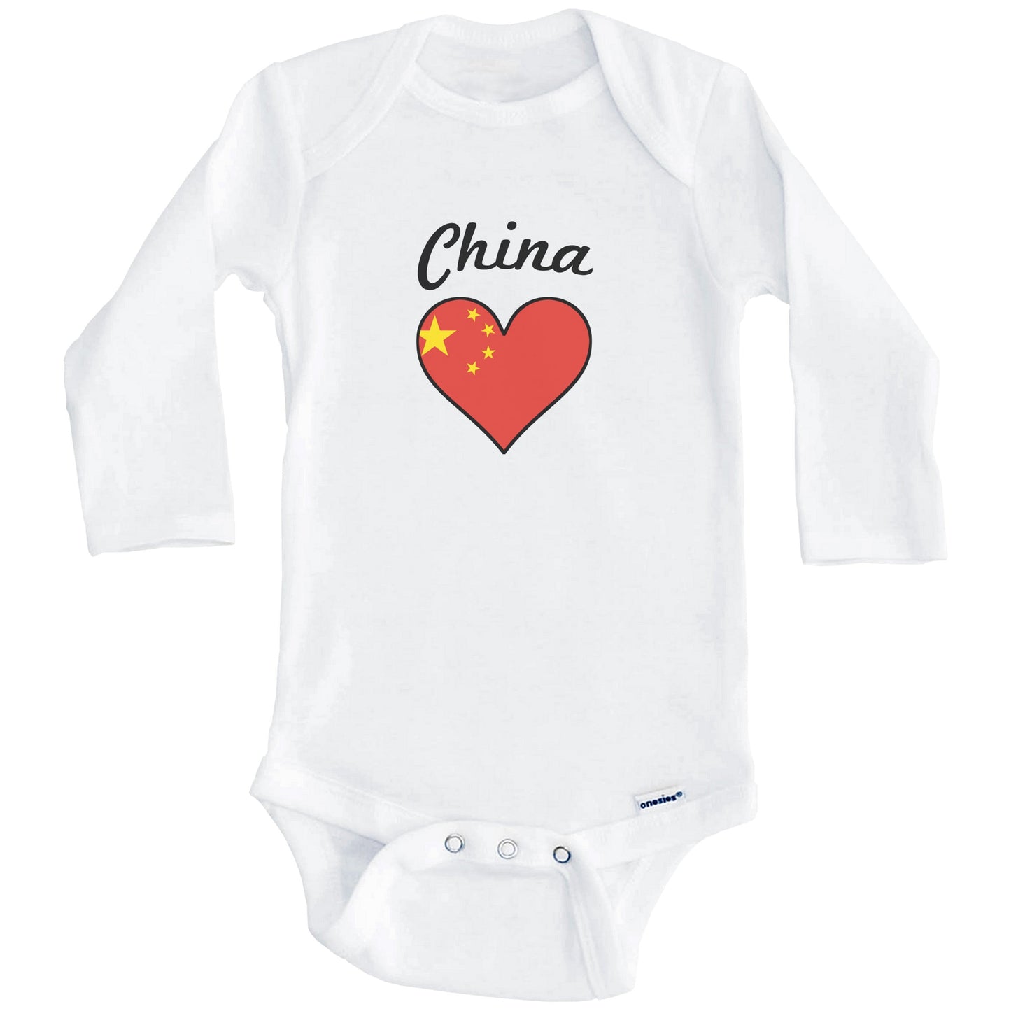 Chinese Flag Heart Baby Onesie (Long Sleeves)