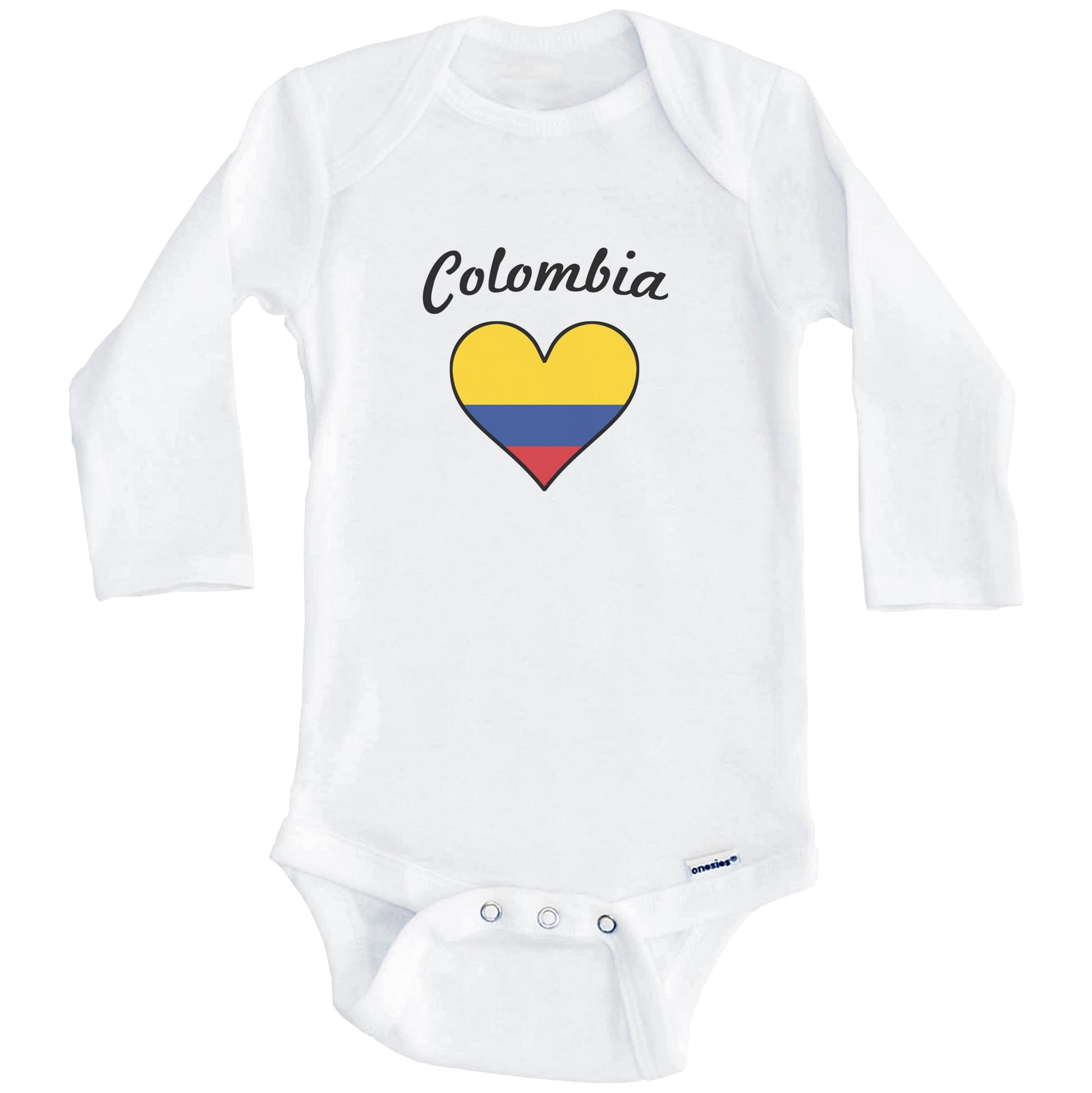 Colombian Flag Heart Baby Onesie (Long Sleeves)
