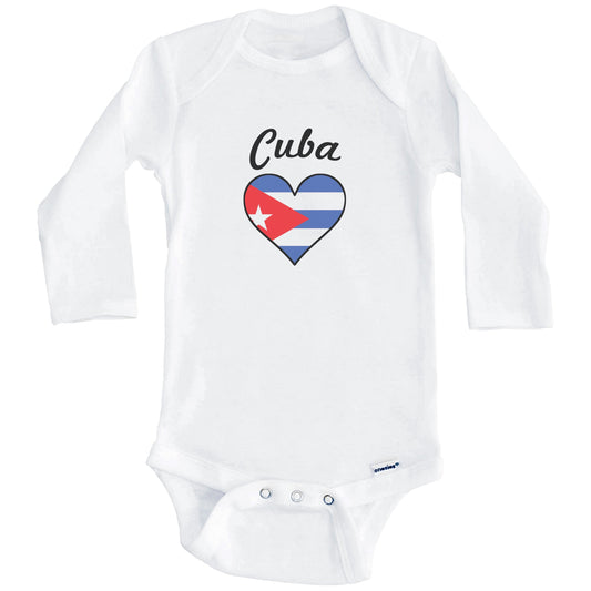 Cuban Flag Heart Baby Onesie (Long Sleeves)