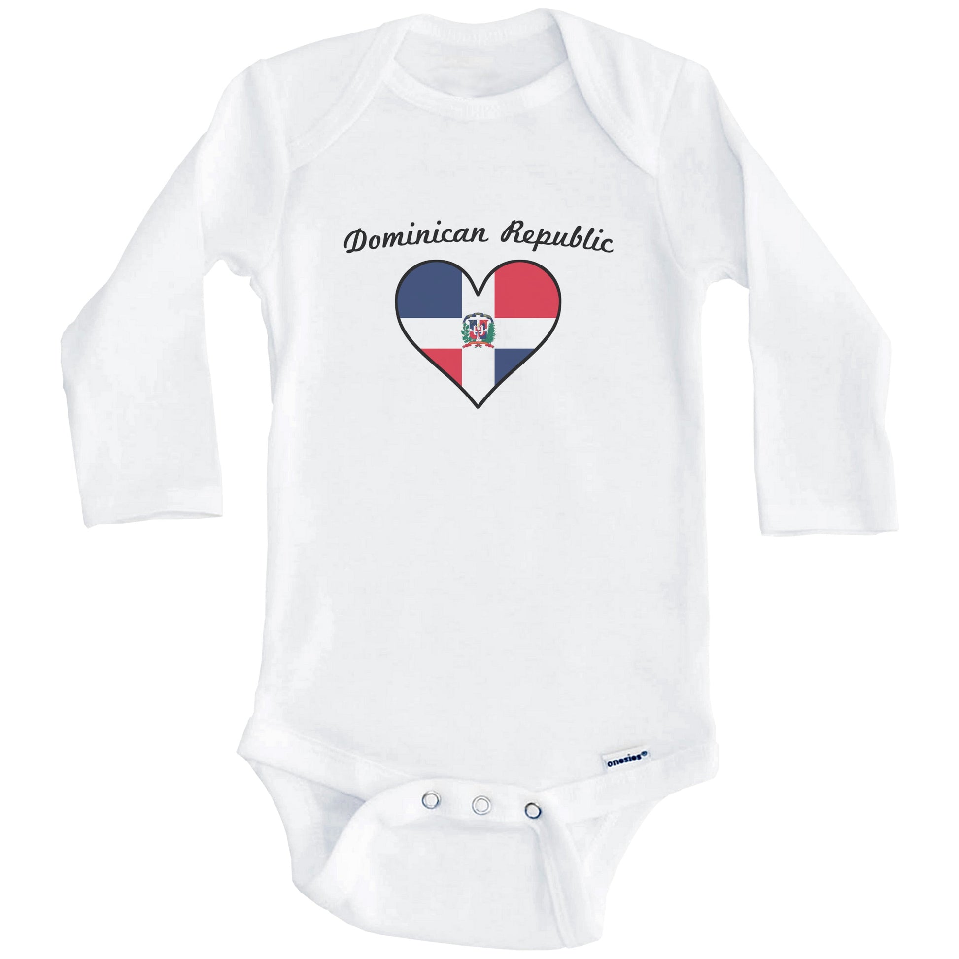 Dominican Flag Heart Baby Onesie (Long Sleeves)