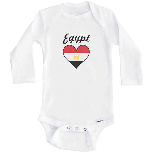 Egyptian Flag Heart Baby Onesie (Long Sleeves)