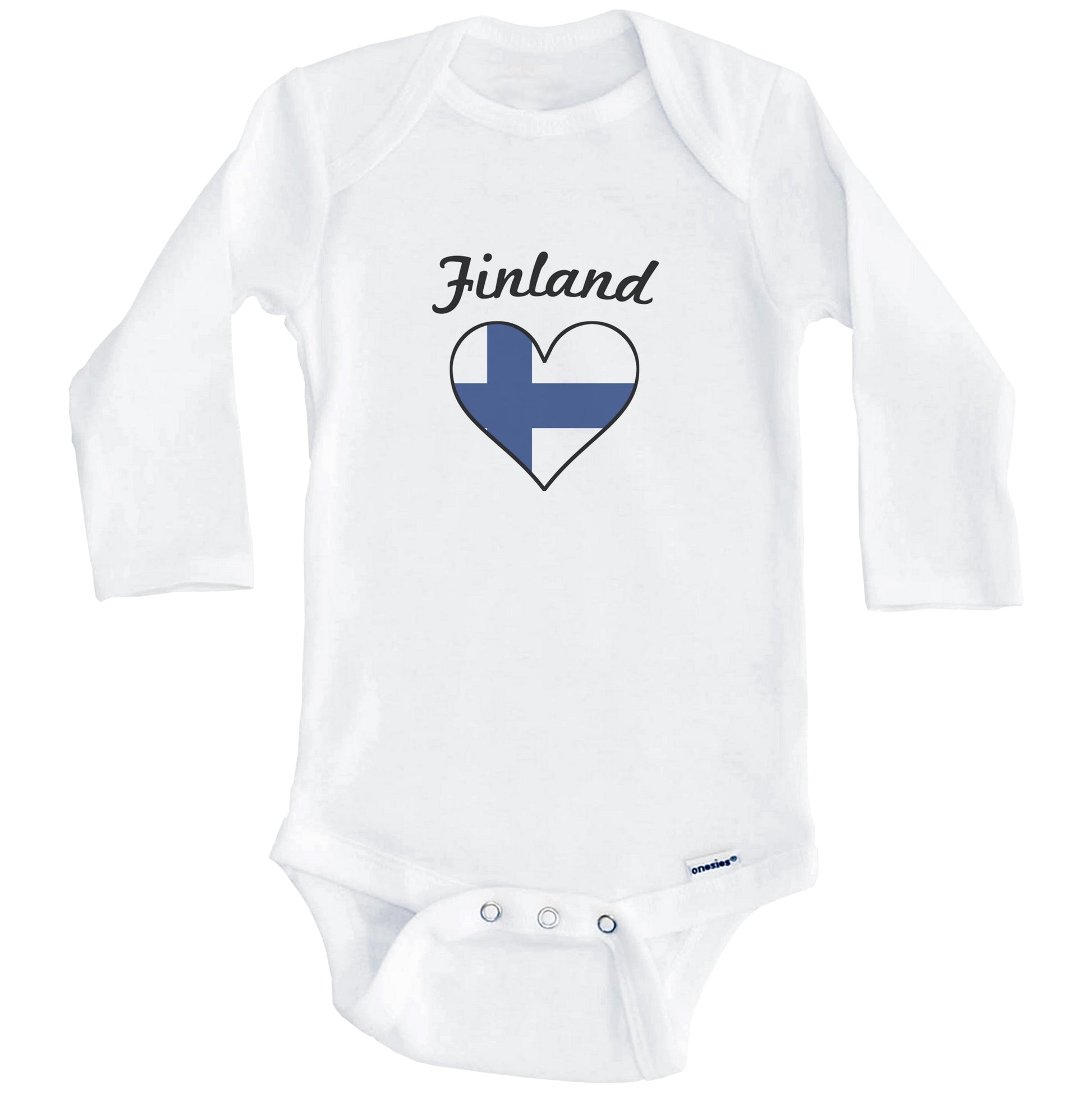 Finnish Flag Heart Baby Onesie (Long Sleeves)