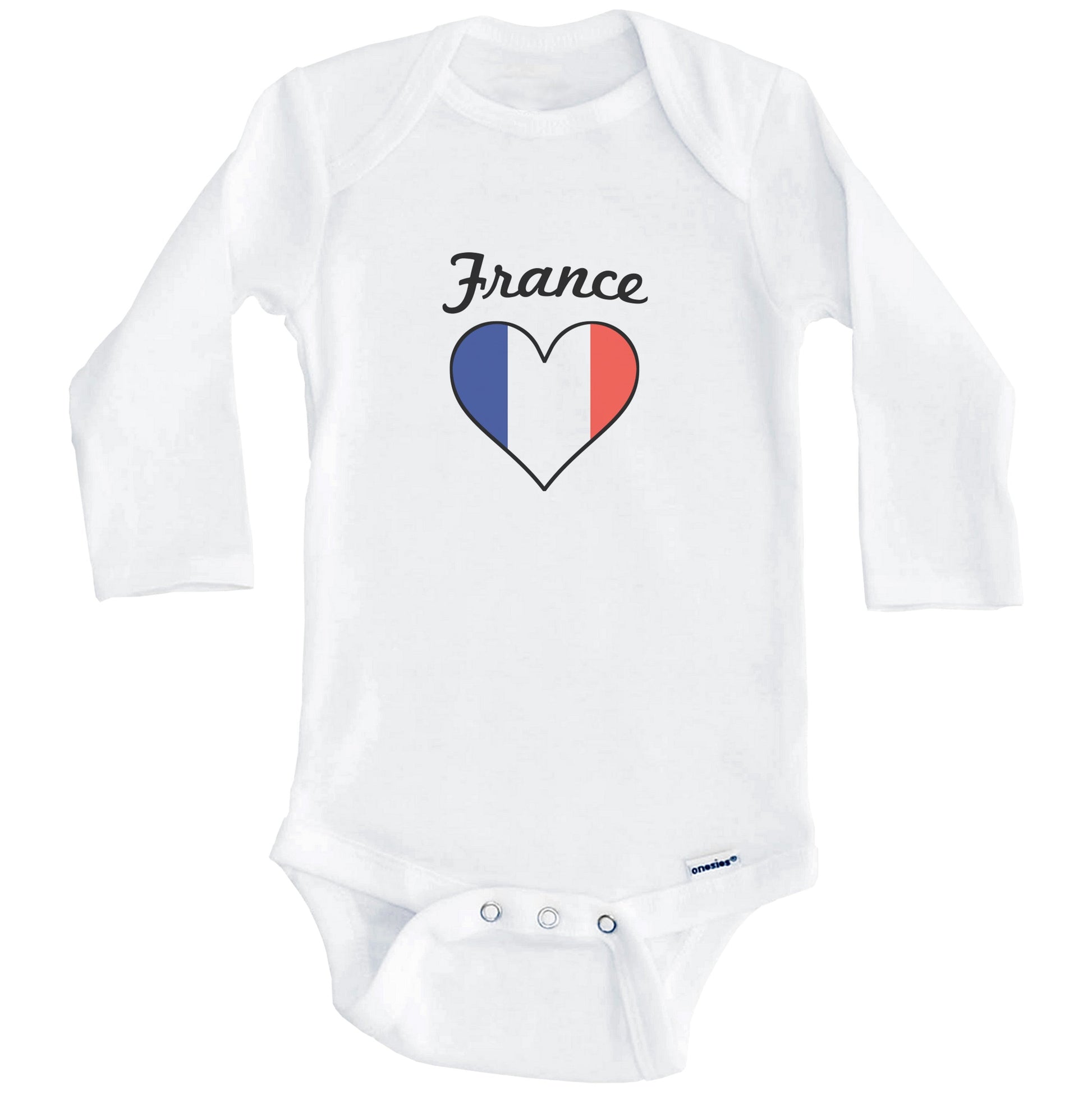 French Flag Heart Baby Onesie (Long Sleeves)
