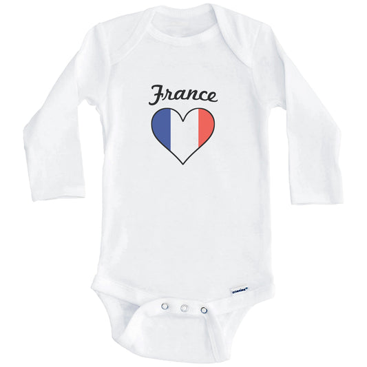 French Flag Heart Baby Onesie (Long Sleeves)