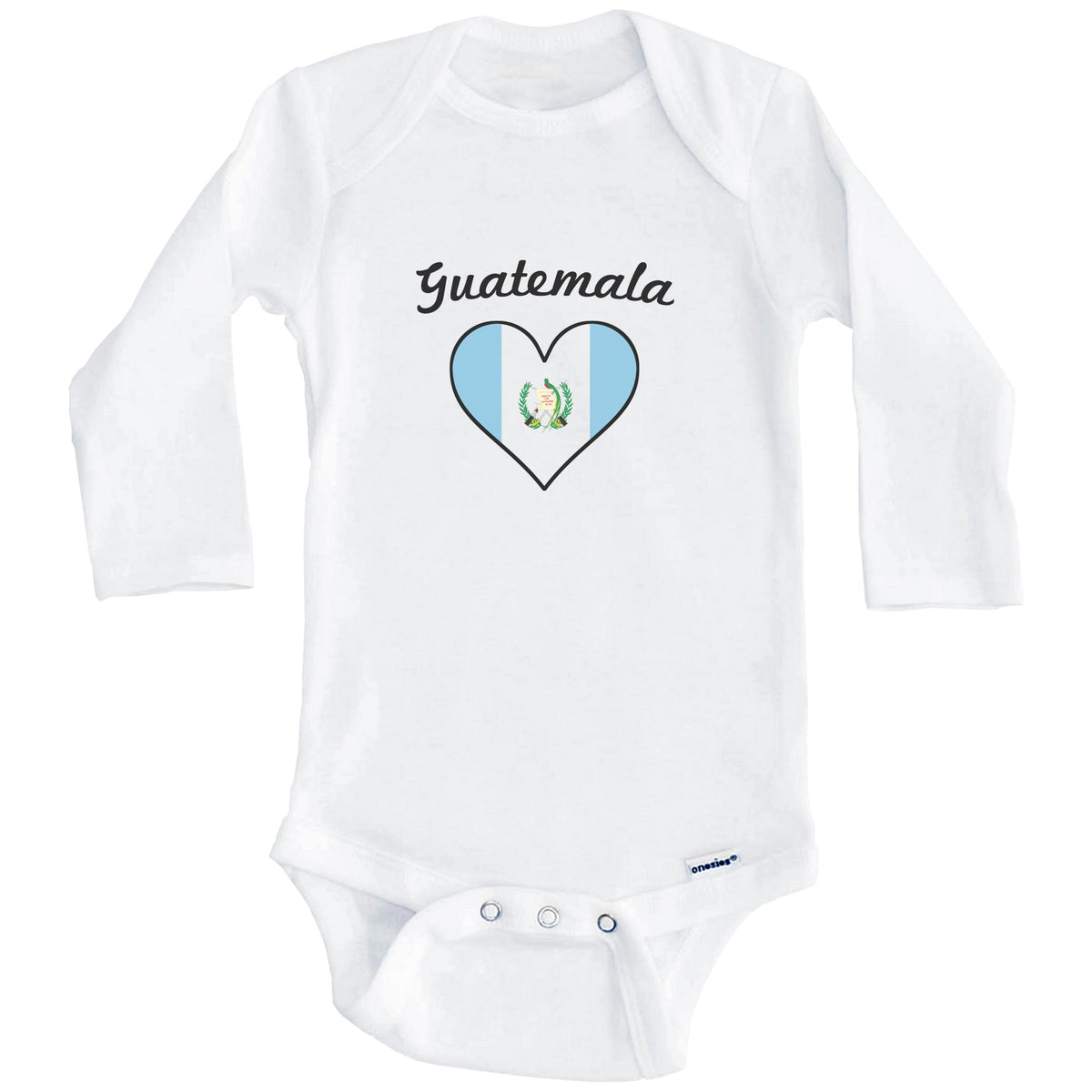 Guatemalan Flag Heart Baby Onesie (Long Sleeves)