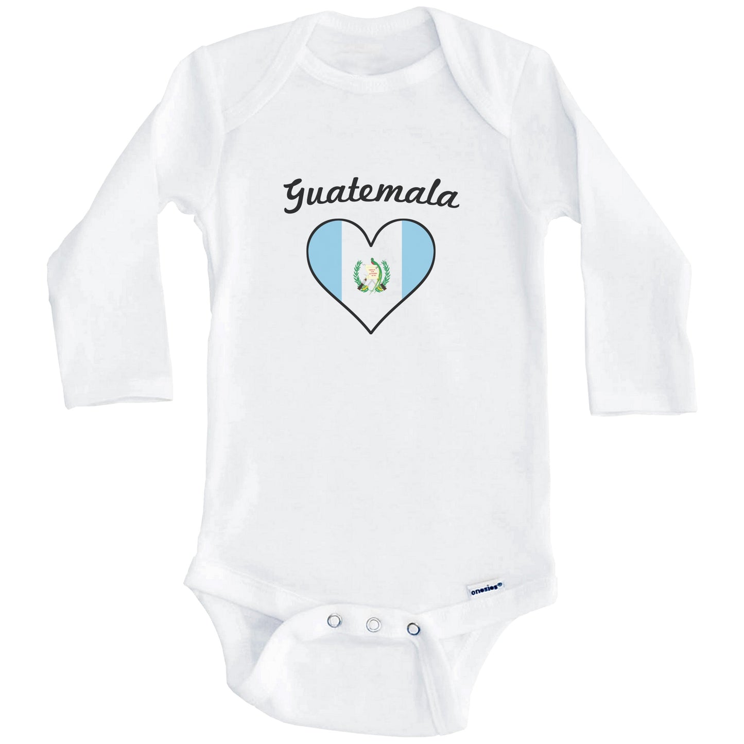 Guatemalan Flag Heart Baby Onesie (Long Sleeves)