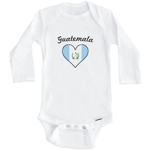 Guatemalan Flag Heart Baby Onesie (Long Sleeves)