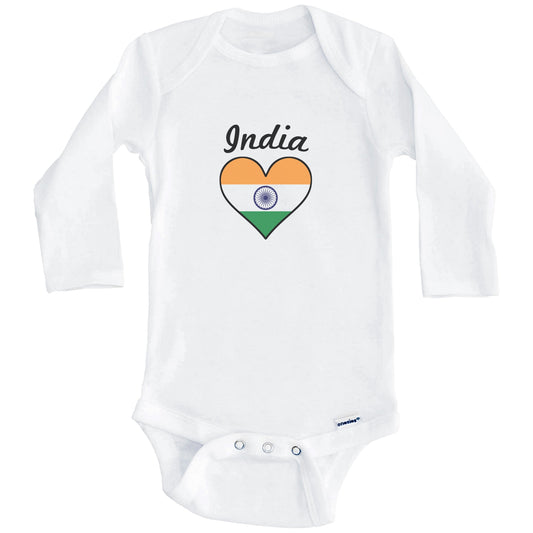 Indian Flag Heart Baby Onesie (Long Sleeves)