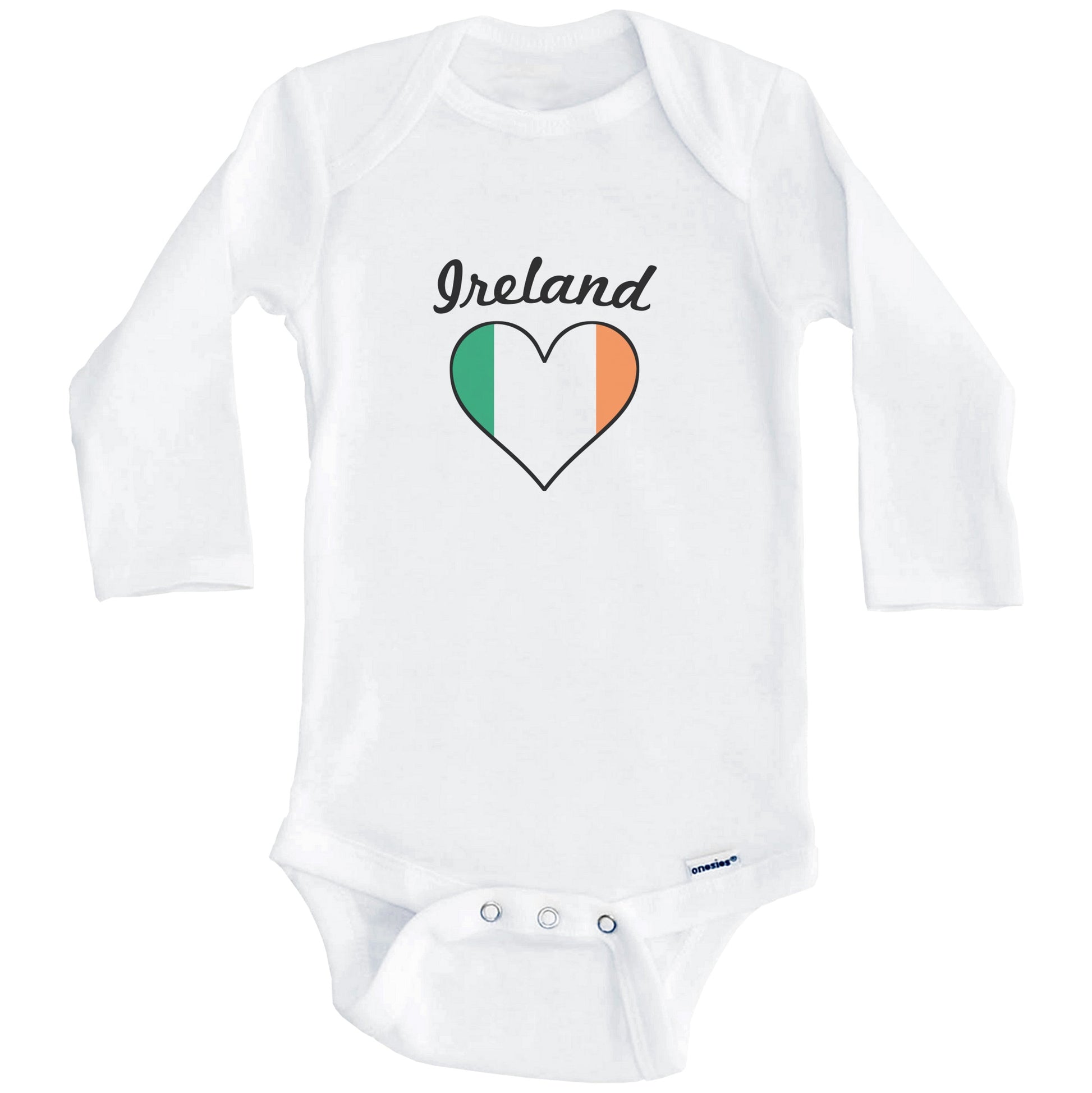 Irish Flag Heart Baby Onesie (Long Sleeves)