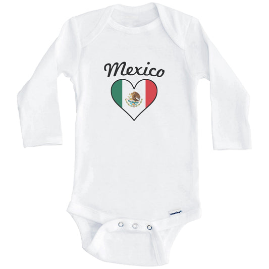 Mexican Flag Heart Baby Onesie (Long Sleeves)