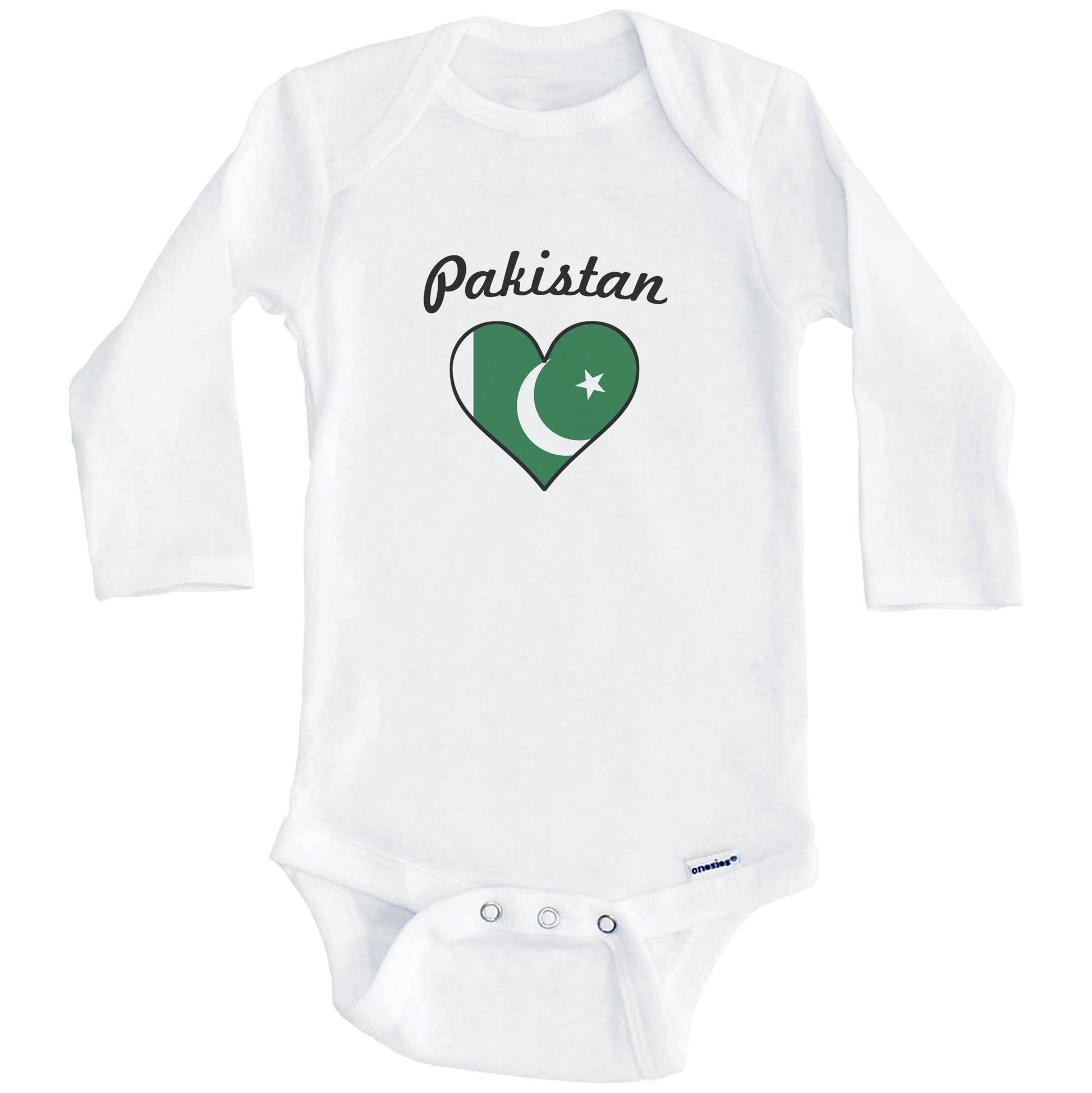 Pakistani Flag Heart Baby Onesie (Long Sleeves)