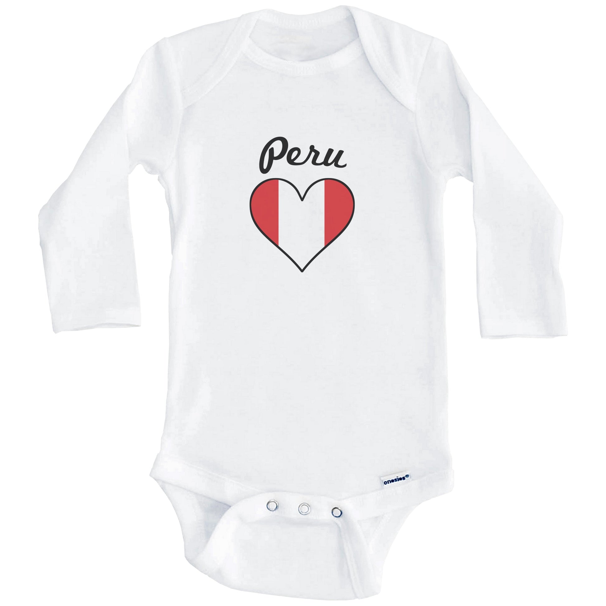 Peruvian Flag Heart Baby Onesie (Long Sleeves)