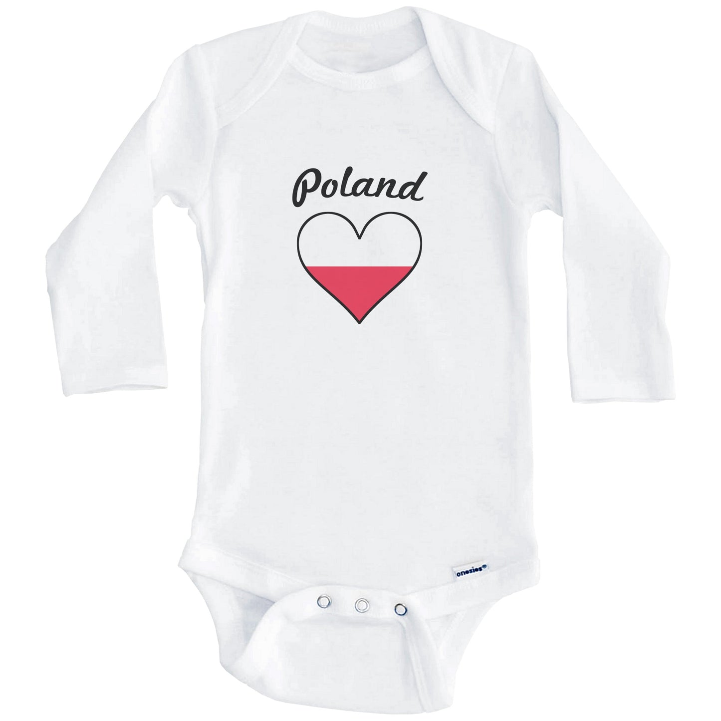 Polish Flag Heart Baby Onesie (Long Sleeves)