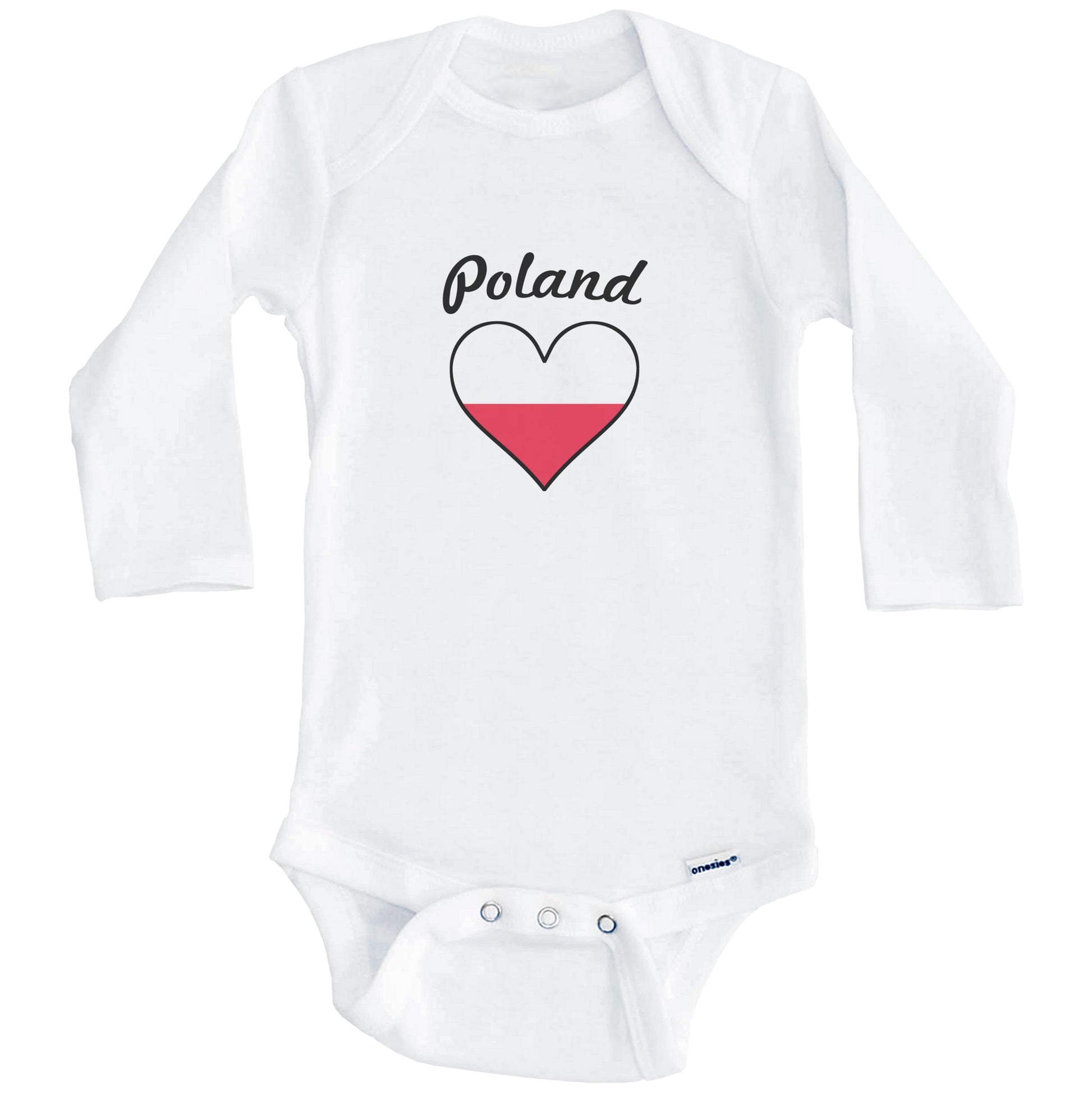 Polish Flag Heart Baby Onesie (Long Sleeves)