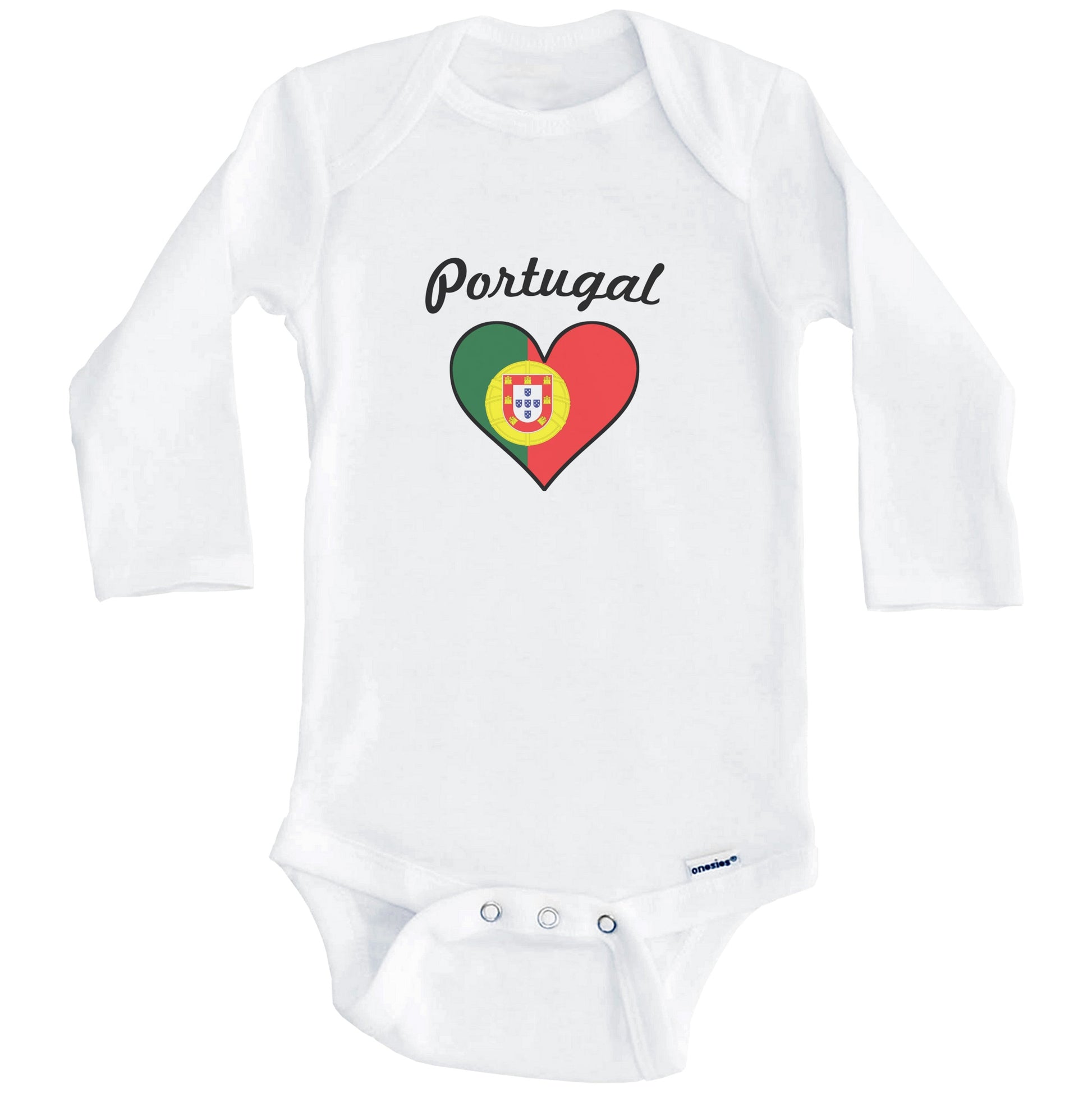 Portuguese Flag Heart Baby Onesie (Long Sleeves)