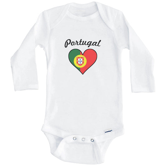 Portuguese Flag Heart Baby Onesie (Long Sleeves)