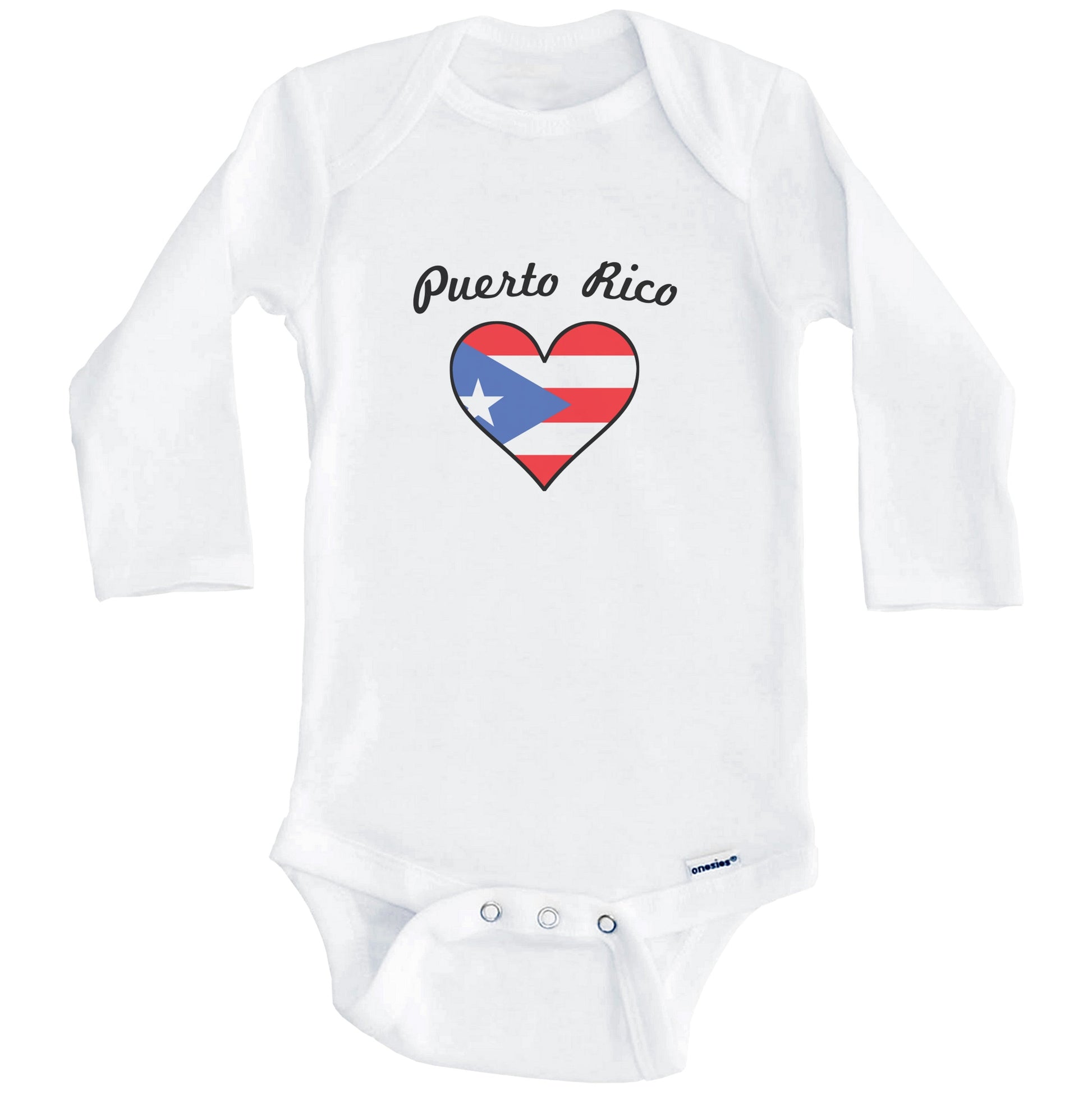 Puerto Rican Flag Heart Baby Onesie (Long Sleeves)